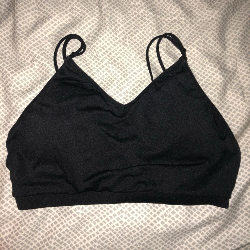 Black strappy sports bra